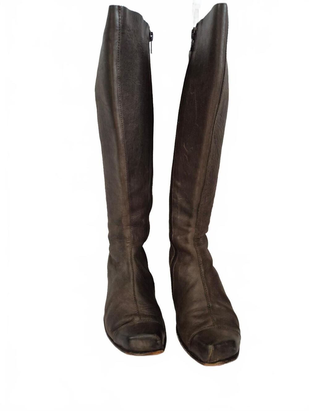 Cydwoq Vintage Women’s Brown Leather Knee High Boots Size 7.5 Handmade Usa